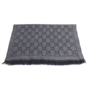 Gucci GG Pattern Wool Scarf Gray